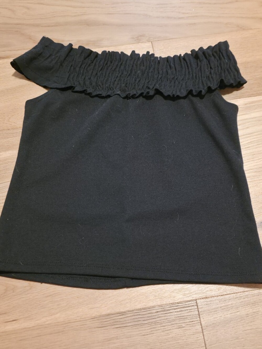 Zara Black Off-the-Shoulder Ruffle Camisole